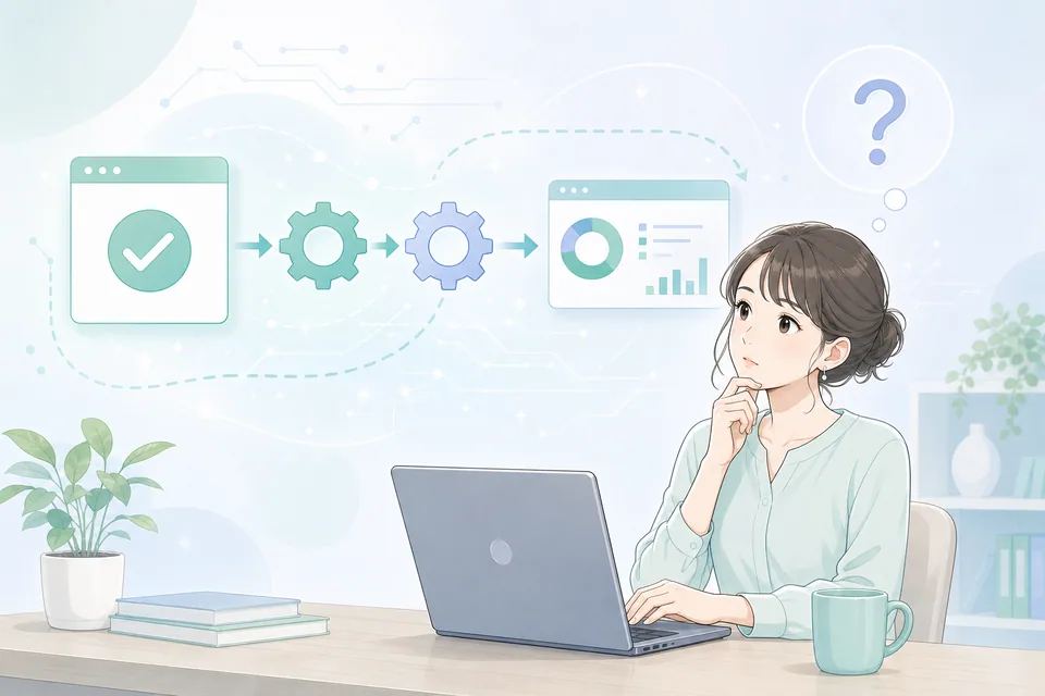 動いているAIの仕組みが正しいか考える事業者のイラスト