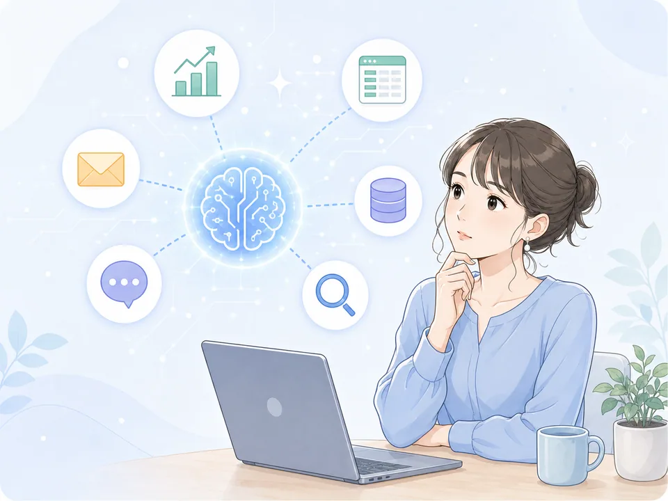 AIでできることを考える事業者のイラスト